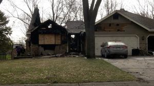 A picture of a home with fire damage.