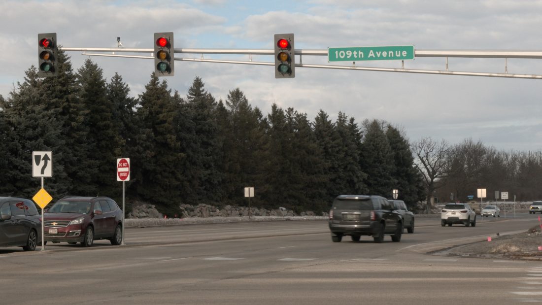 A busy intersection along 109th Avenue in Blaine.