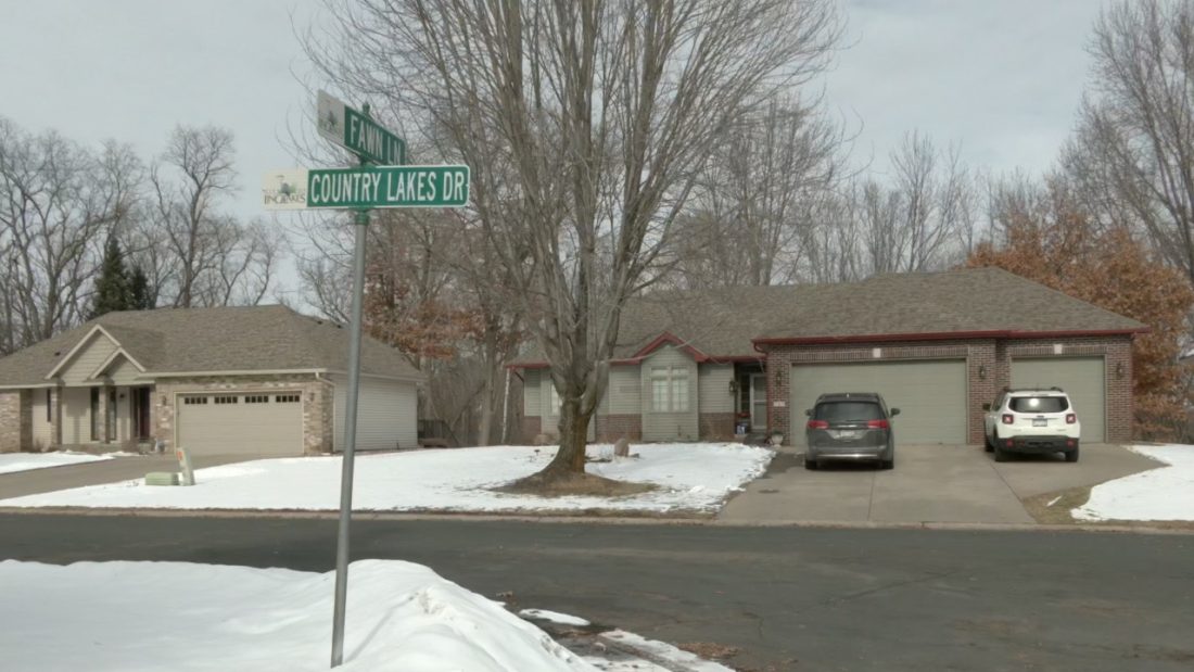 A winter scene of a street in Lino Lakes, which is expecting construction in the spring.